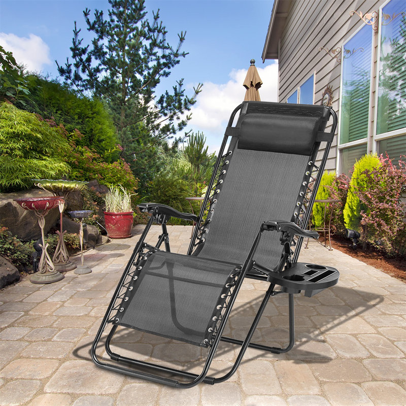Chaises de camping d'extérieur pliables avec chaises Zero Gravity, Noir