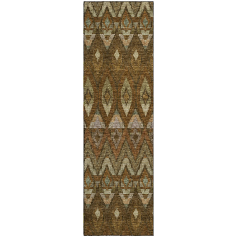 Tapis brun Cerrito lavable à la machine de qualité supérieure, Tapis de couloir 2 pi 3 po x 7 pi 6 po