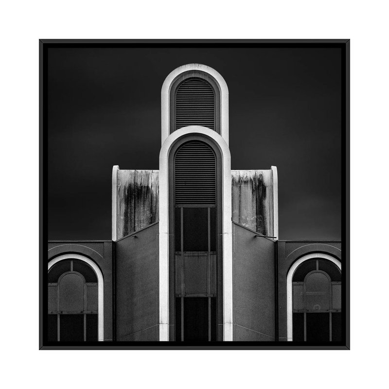 « rythme en blanc », reproduction d’impression sur toile, H 18 po x l 18 po x P 1,5 po, Toile avec cadre noir, Pas de tapis