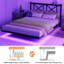 Cadre de lit flottant pour grand lit avec tête de lit, rangement, charge USB et lumières à DEL RVB pour les chambres modernes-90741210