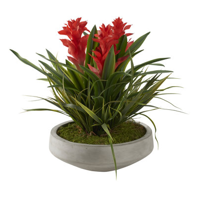 19'' Faux Plant in Cement Planter