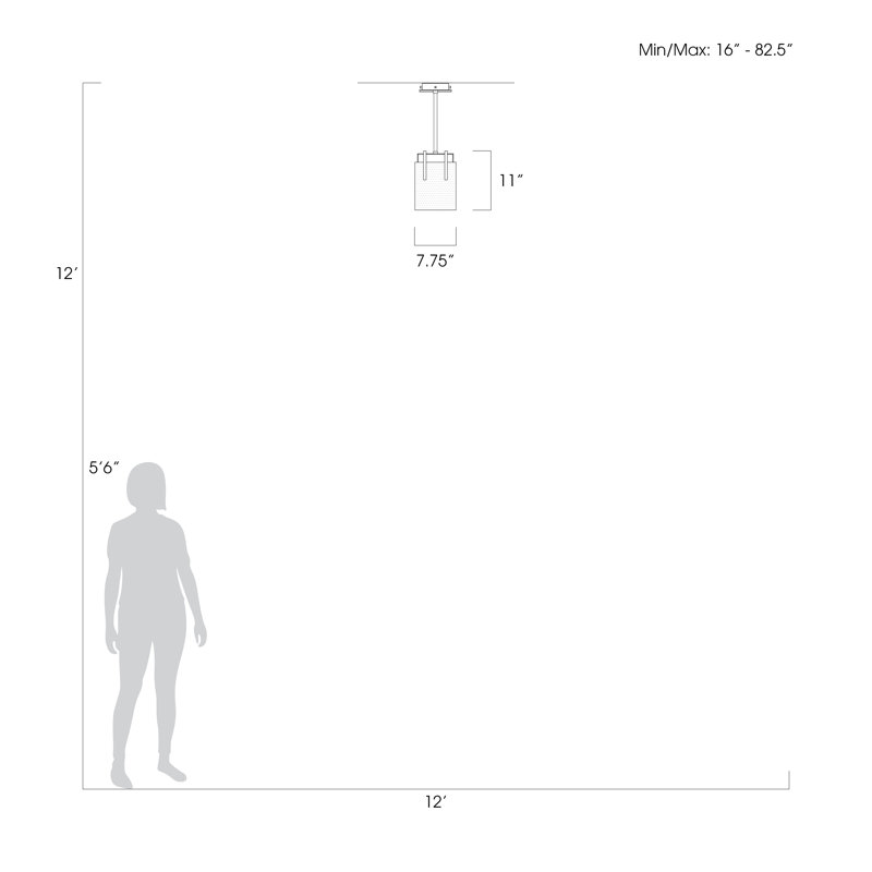 Luminaire suspendu rectangulaire 7,75 po Terra, H 11 po x l 7,75 po x P 7 po, Bronze