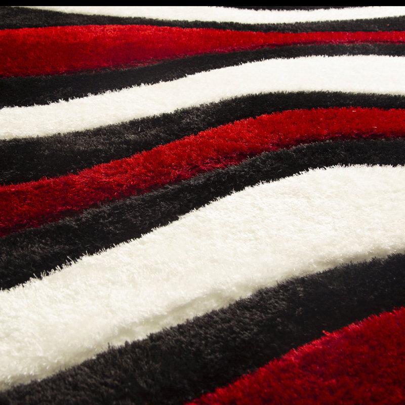 Tapis intérieur / extérieur rouge / noir / blanc Thornville, Rectangle 8 pi x 11 pi
