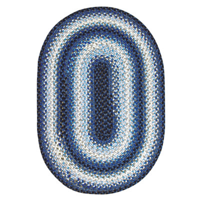  Tapis tressé lavable réversible intérieur / extérieur noir / blanc / ivoire / bleu