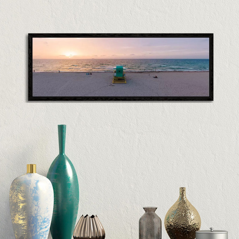 Panoramic Sunrise Over Miami Beach by Matteo Colombo - Panoramic Print on Canvas, 30.48cm H x 91.44cm W x 3.81cm D