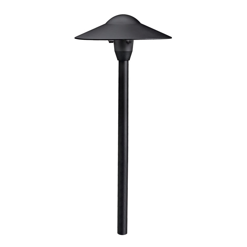 Low Voltage 8-inch Textured Black Hardwired Dome Path Light with No Bulbs Included, Textured Black