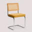 Chaise d'appoint en porte-à-faux avec dossier en rotin de canne et structure en acier-340965874