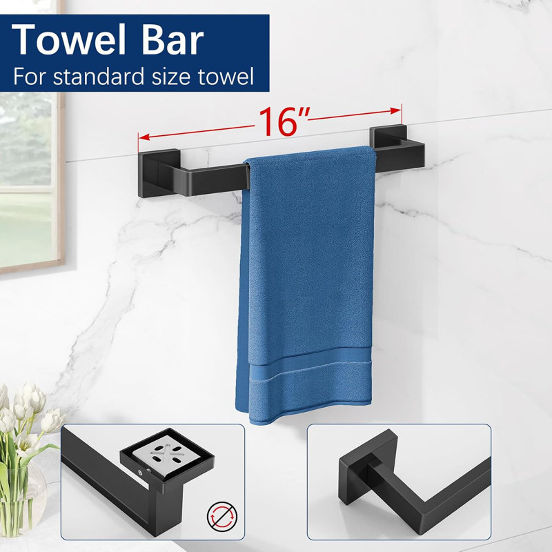 Ensemble d'accessoires de quincaillerie de salle de bain 5 pièces, porte-serviettes en acier inoxydable mural