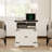 End Table With Charging Station, 24" Farmhouse Nightstand With Barn Door-2107405137