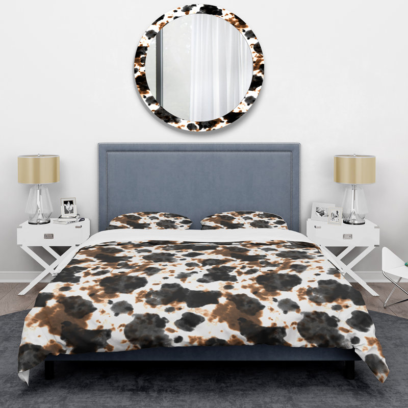 Ensemble de housse de couette 3 pièces en microfibre brune et blanche, Housse de couette pour très grand lit et 2 très