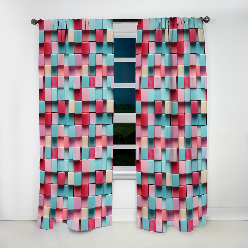 Popart Candyland Blocks - Rideau à rayures - Rideau à rayures obscurcissant - 1 panneaux, L 52 po x L 108 po
