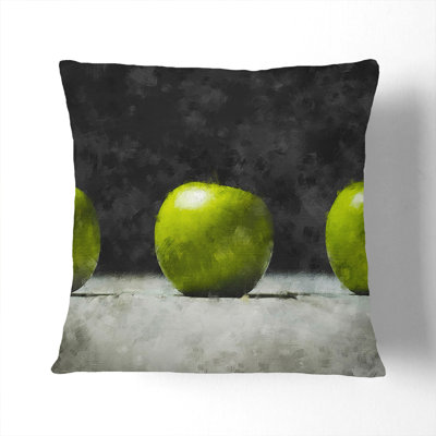 Row of Green Apples Painting Scatter Cushion