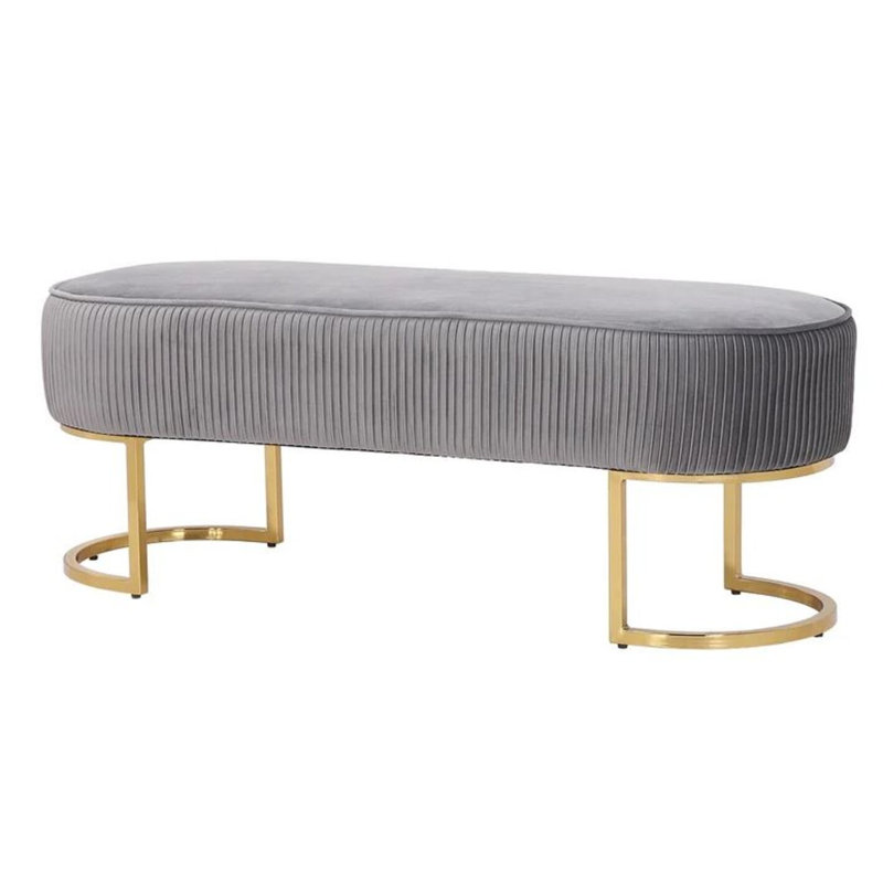 Banc rembourré en velours Roma, Gris