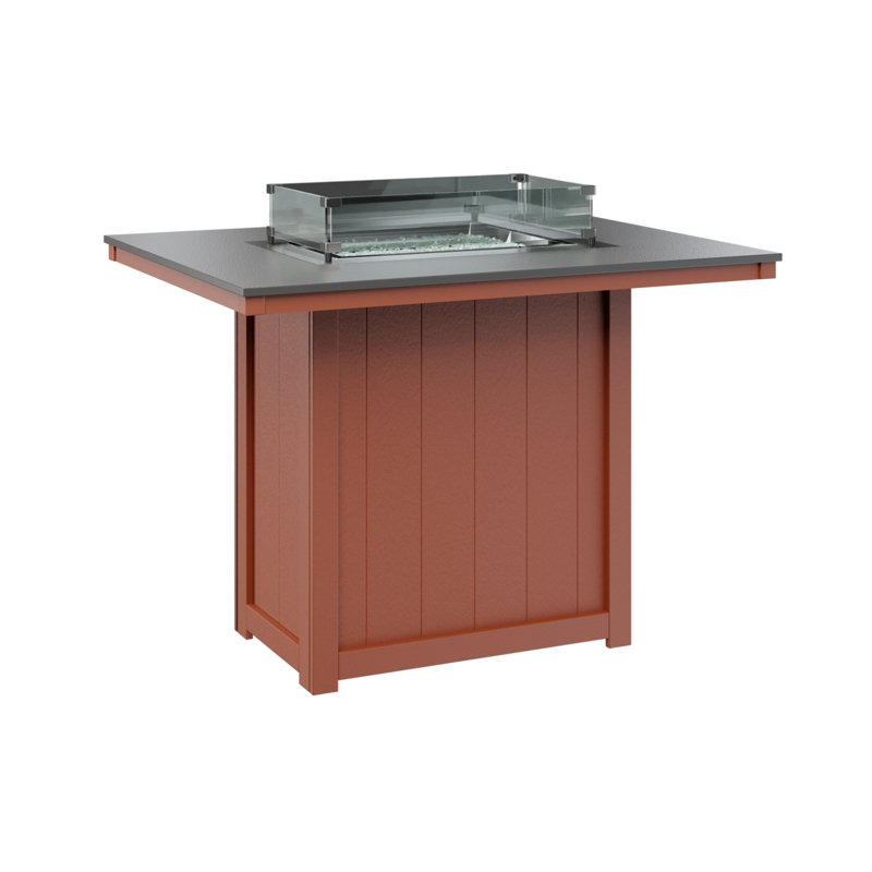 Berlin Gardens Donoma Dining Fire Pit Table, 39" H x 41" W x 54" D, Hammered Top Stainless with Mango Orange Base