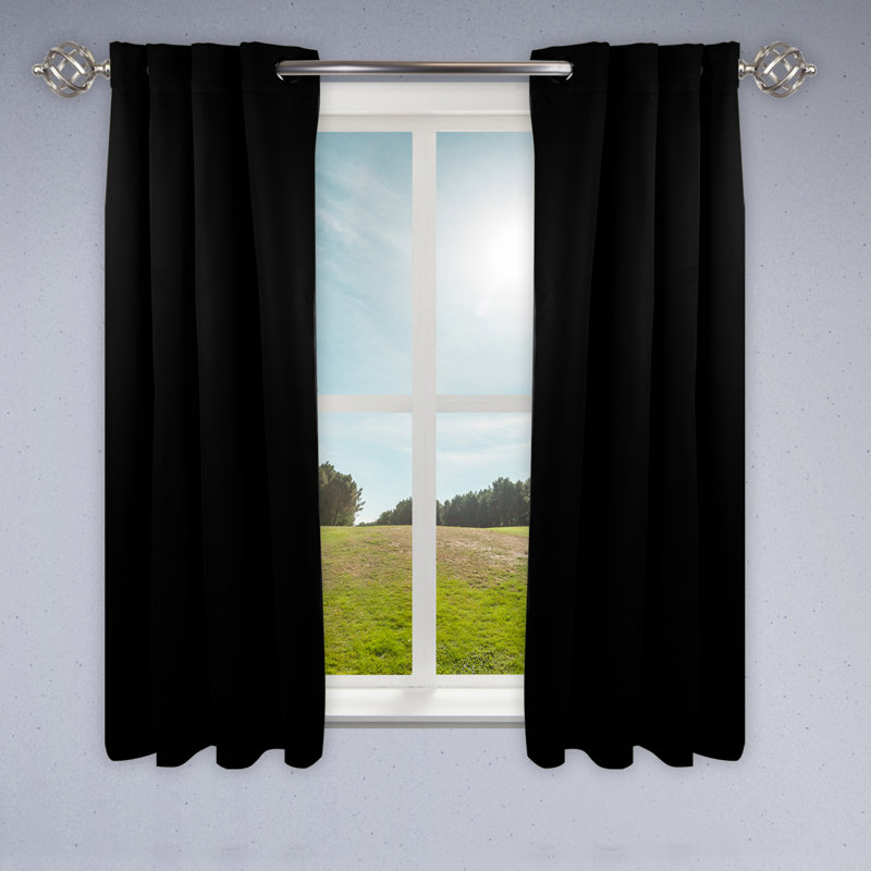 Polanco Room Darkening Curtain Single Panel, Black, 52" x 96"