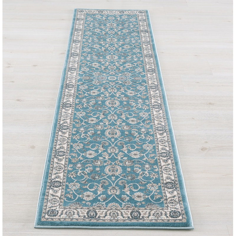 Tapis de couloir luxueux bleu Kashan