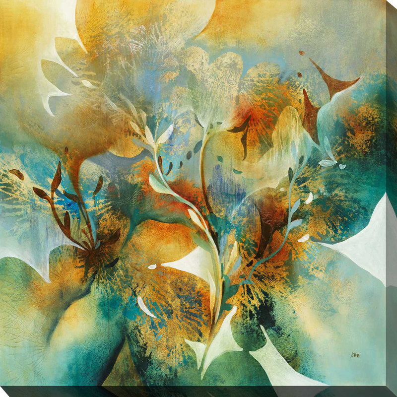 House of Flowers II - Peinture sur toile avec cadre flottant, H 36 po x l 36 po x P 1,5 po, Toile tendue