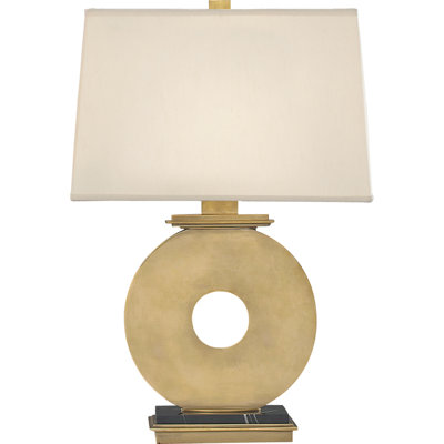 Srkashlteni Collection Table Lamp - Modern Natural Brass Design With Brussels Linen Shade | 3-Way Switch | Unique Geometric Lighting Fixture For Contemporary Spaces