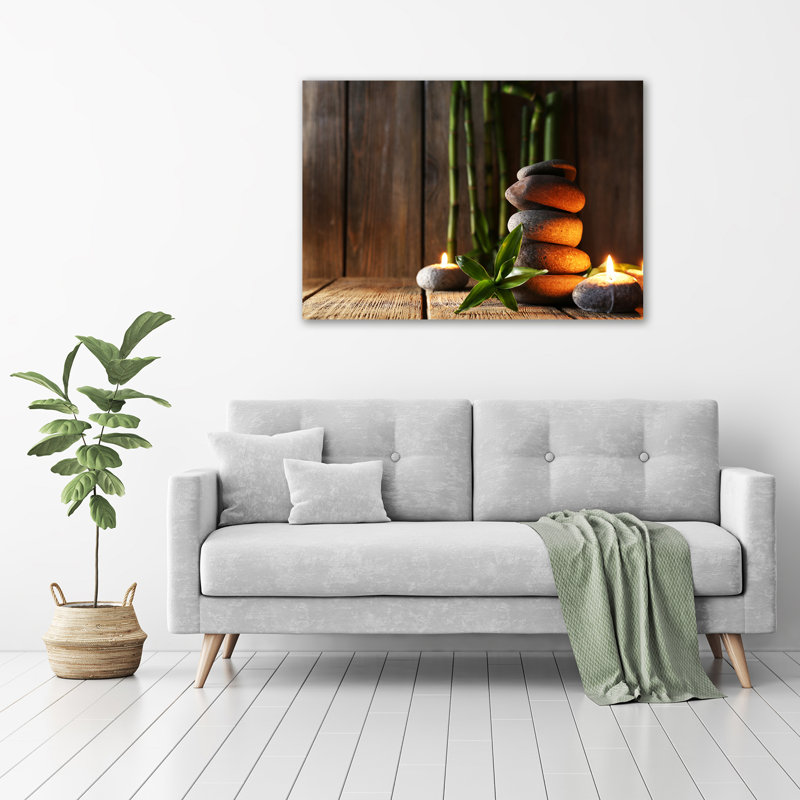 Zen Stones With Bamboo - No Frame Print on Canvas