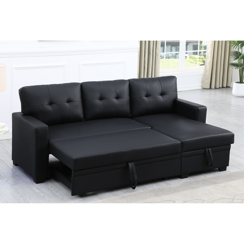 Upholstered Pull Out Sectional Sofa With Chaise