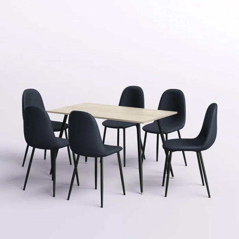 Ensemble repas pour 6 personnes Evaro, Noir, Naturel / naturel
