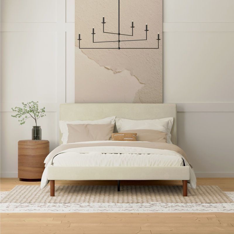 Aislyn Upholstered Platform Bed, Full / Double, Cream