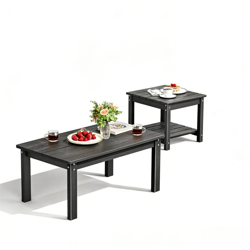 Table basse d'extérieur et table d'appoint, Noir