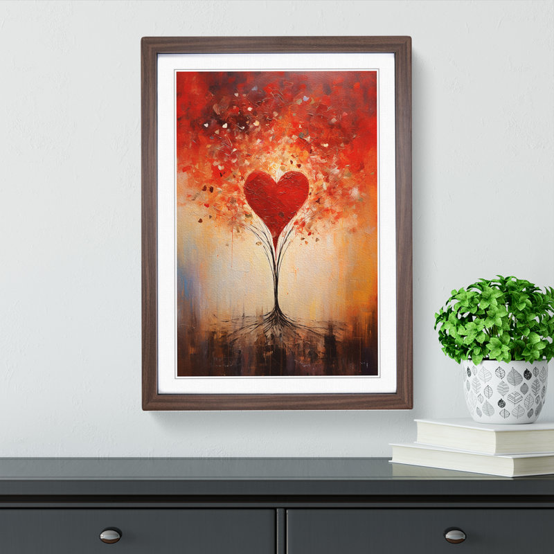 XYZ-FRM-V1223-4348 Love HeAbstract No.2 - Single Picture Frame Print on Wood, 34cm H x 25cm W x 2cm D, Walnut