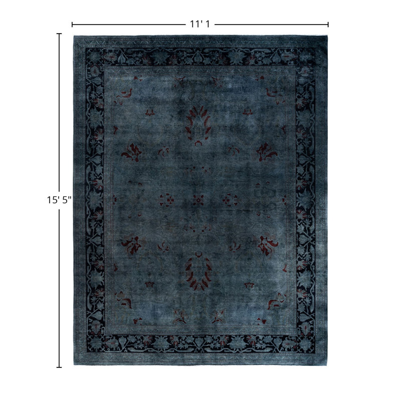 Tapis unique noué à la main Vibrance - gris, 11 pi 10 po x 15 pi 5 po