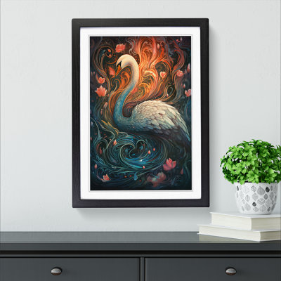 Swan Nouveau No.2 - Framed Print