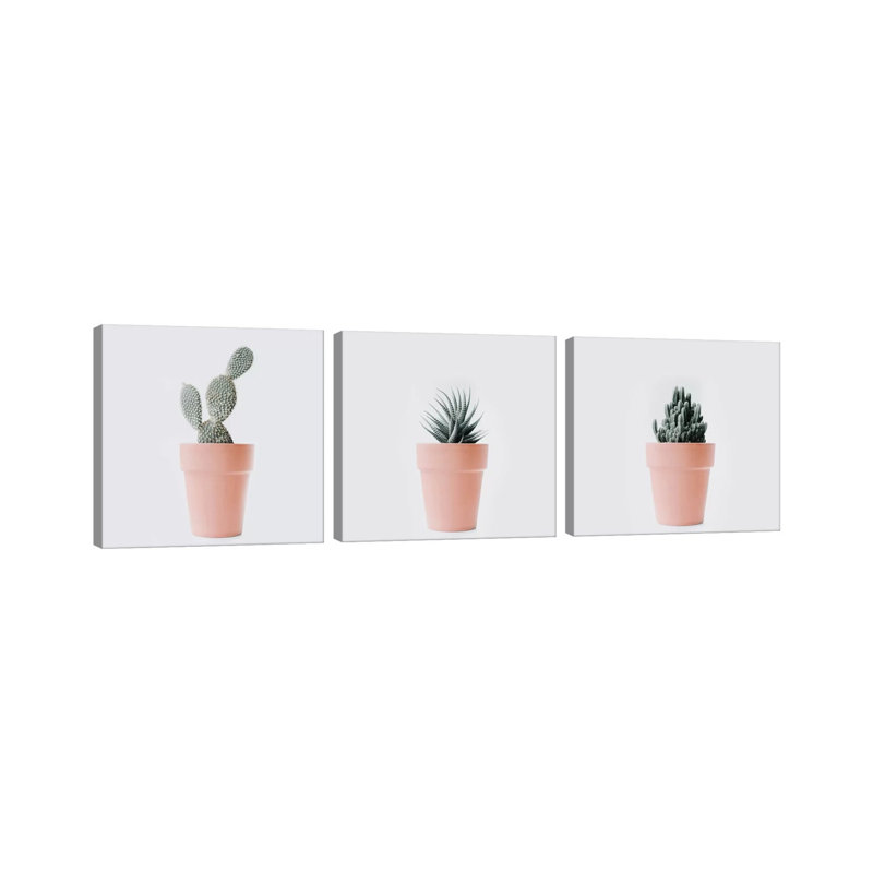 Cactus Love Triptych - Canvas Wall Art Set - Wrapped Canvas (Set of 3)