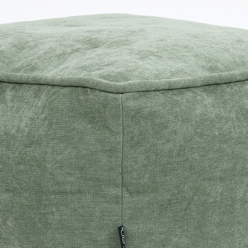 icon Amara Chenille Bean Bag Pouffe Natural, Green