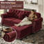 Canapé modulaire en velours de campagne avec repose-pieds Annalease Chesterfield-707825928-707825925