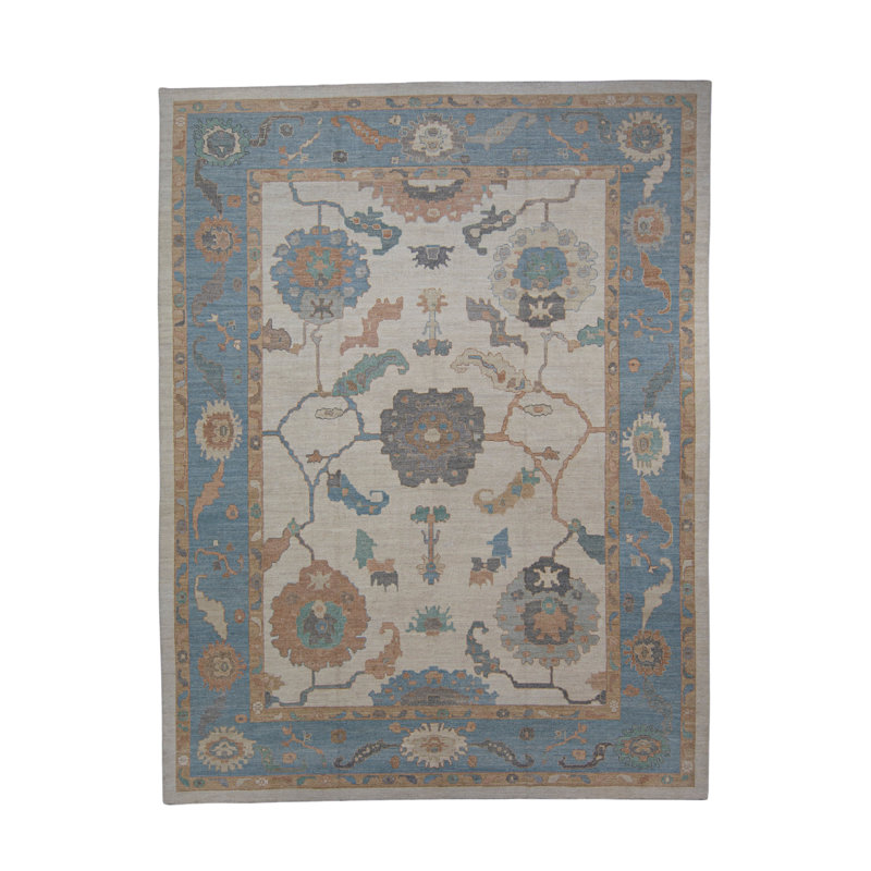 Tapis turc Oushak fait à la main 13 pi x 16 pi 10 po