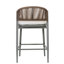 Tabourets de bar d'extérieur en métal, hauteur du siège 66 cm (26 po), avec assise en forme de PE, ensemble de 2, gris mat - style moderne, résistant à la rouille, coussin imperméable, pour jardin