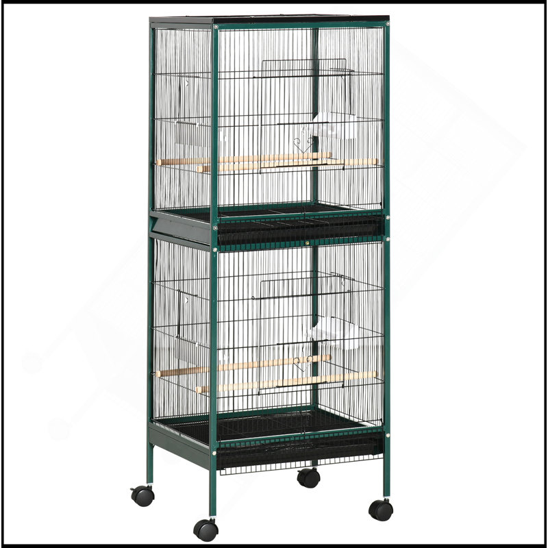 Cage à oiseau de 55 pouces, volière d'oiseaux d'intérieur avec conception à portes multiples, cage à perroquet avec support et plateau pour les perruches, canaris, pinsons