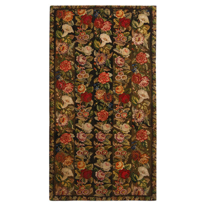 One-of-a-Kind 4' X 7'5" 1910s Silk Area Rug in