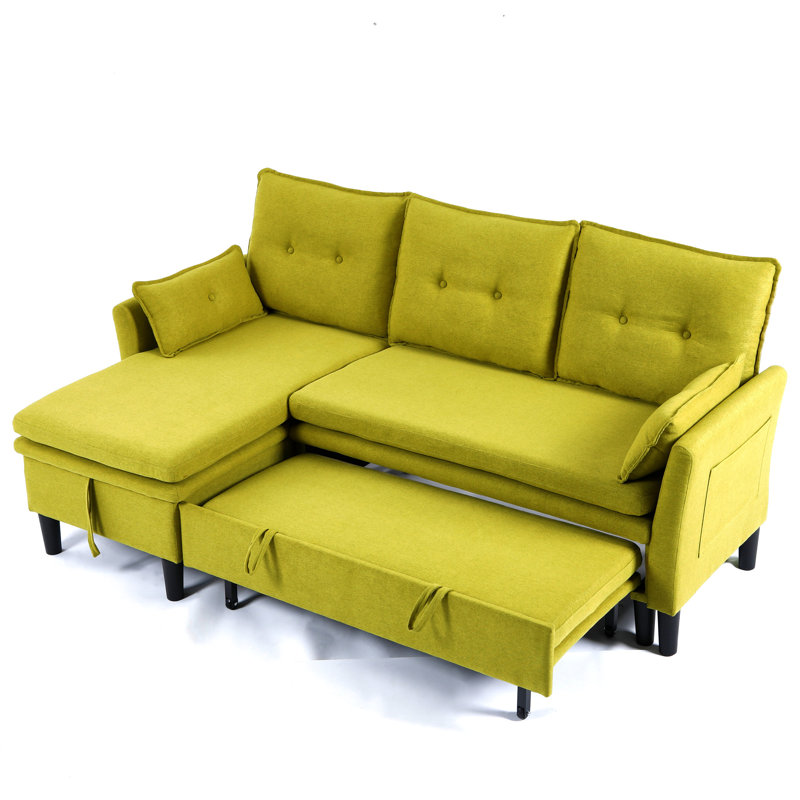 Méridienne en coton réversible, respirante et spacieuse avec rangement en coton pour les espaces de détente des appartements de bureau avec compartiment en tissu, idéal pour les petits espaces