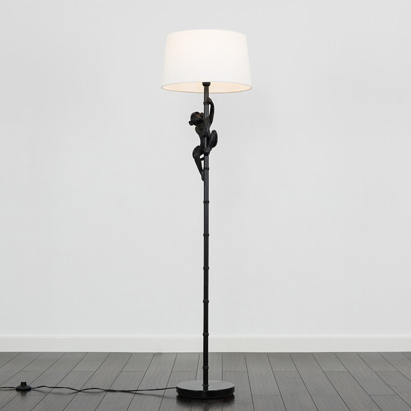 Meggan 150cm Traditional Floor Lamp, White, Yes, Black