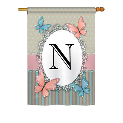 Drapeau de maison / jardin en polyester monogramme à 2 faces Shellman Butterflies