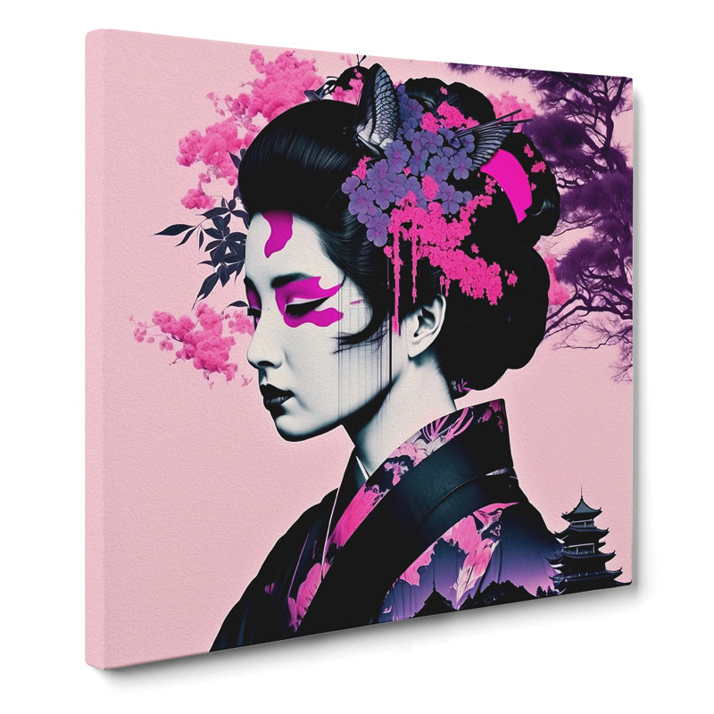 Geisha Vaporwave - Print, 35cm H x 35cm W x 3cm D