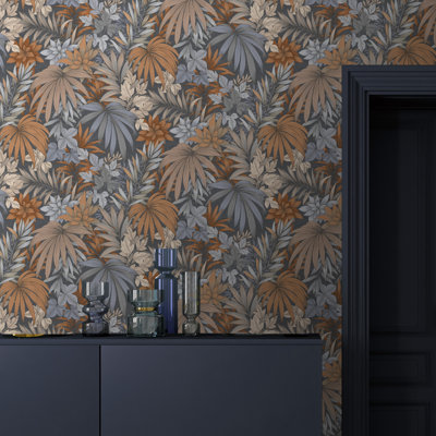 Papier peint bleu foncé Allure Jungle