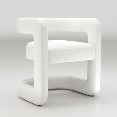 Upholstered Barrel Dining Chair With Hollow Back, Modern Solid Wood Dining Chair, Comfy Side Chair For Dining Room/Living Room