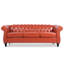 Canapé Chesterfield 84,6 po rembourré en similicuir avec accoudoirs roulés à 3 places et pieds en bois massif-1067982985