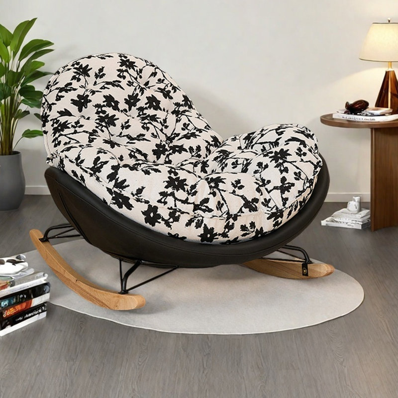 Ergonomically designed Chenille rocking chair, Black