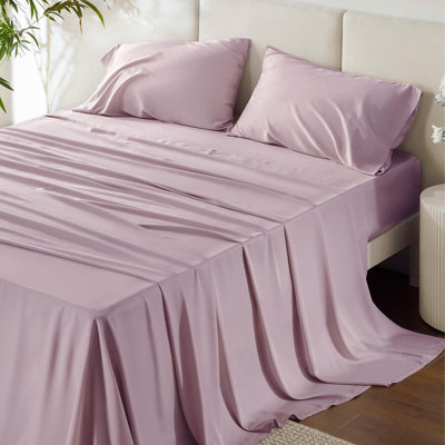 Bedsure Bamboo Rayon Sheet Set Breathable Silky Smooth Deep Pocket 16 Inch