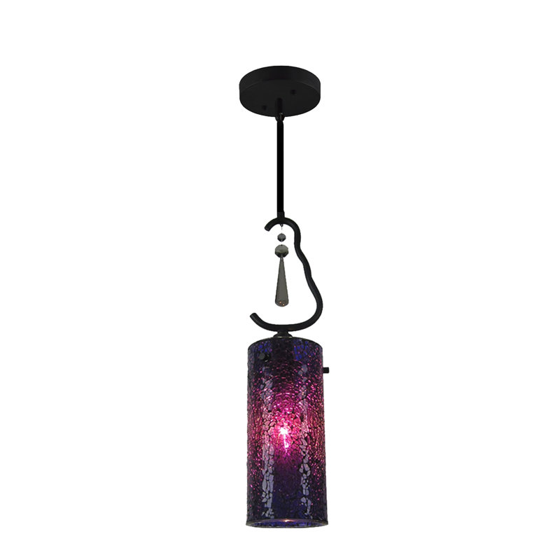 Luminaire suspendu à cylindre simple 1 lumières Haley, Mauve