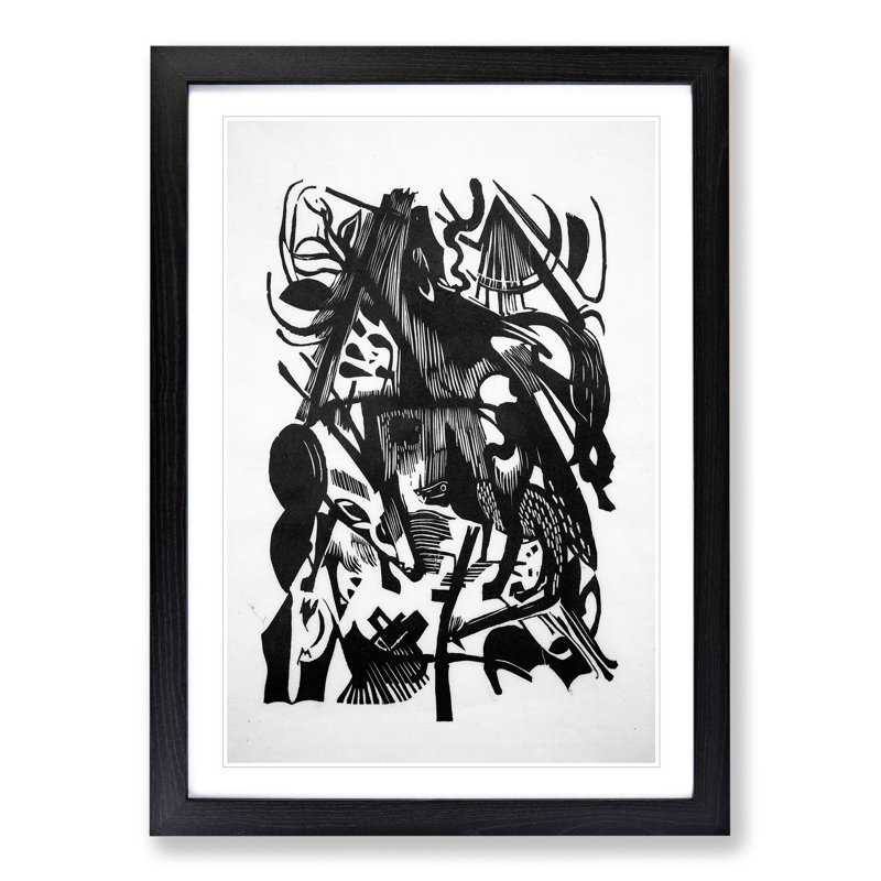 The Wolf by Franz Marc - Picture Frame Graphic Art, 36cm H x 27cm W x 2cm D, Black