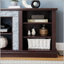 Grand meuble télé en faux pierre avec rangement pour bureau, console média et armoires spacieuses pour un divertissement moderne