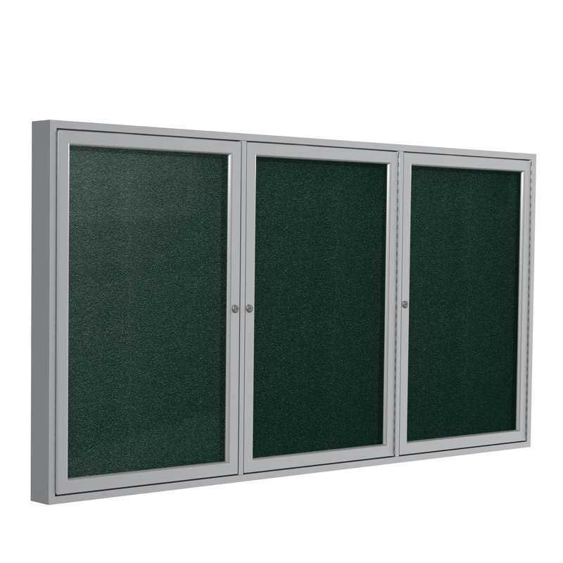 Babillard fermé en vinyle 3 portes avec cadre en satin Ghent, H 4 pi x l 8 pi, Satin, Ébène